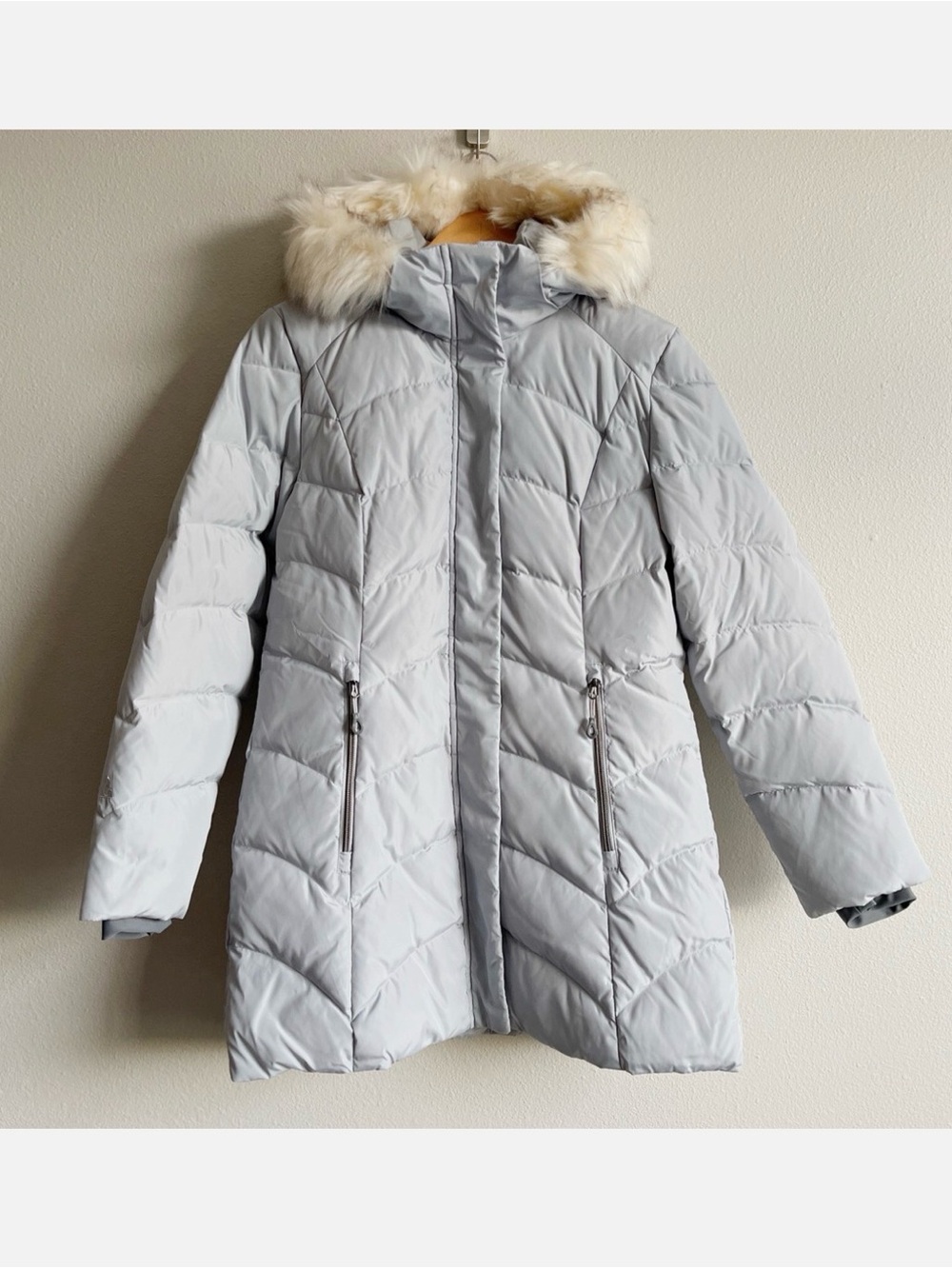 Gerry Weber Light Gray Faux-Fur Hooded Puffer Coat